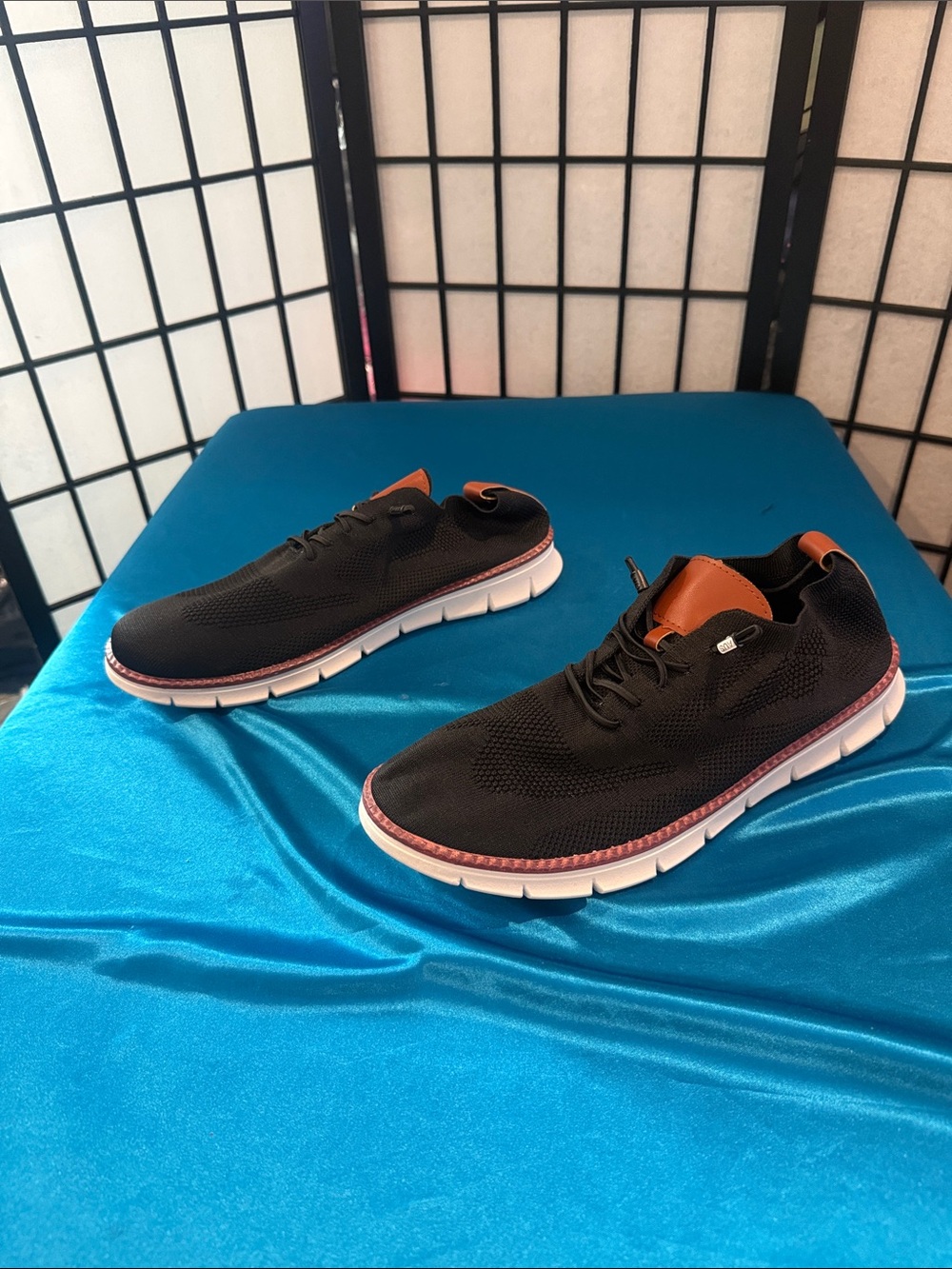 Men's Black Slip-On Sneakers with Brown Accents